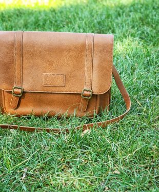 handbag on green grass